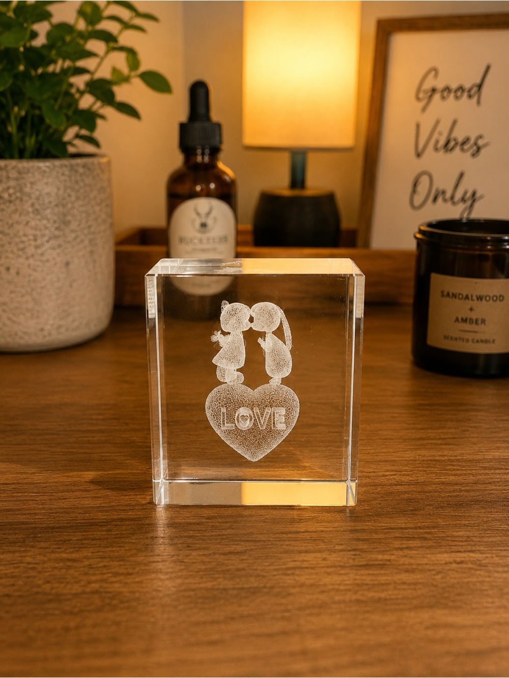 Laser Engraved Glass “Love”